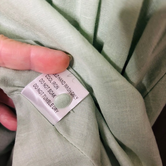 Princess Polly New Empress of Love Sage Mini Dress Size 10 Rayon/Linen Blend - Picture 11 of 11